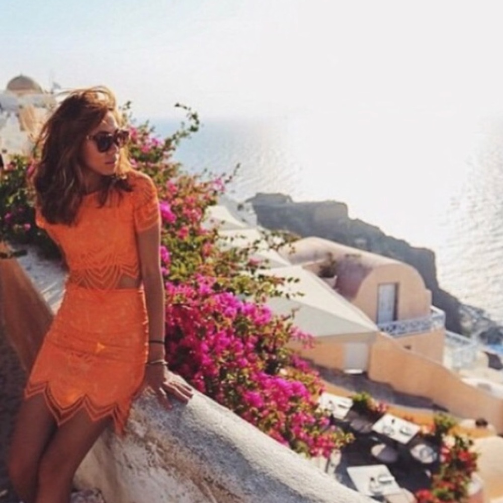 For love and lemons Luna lace tangerine crop top